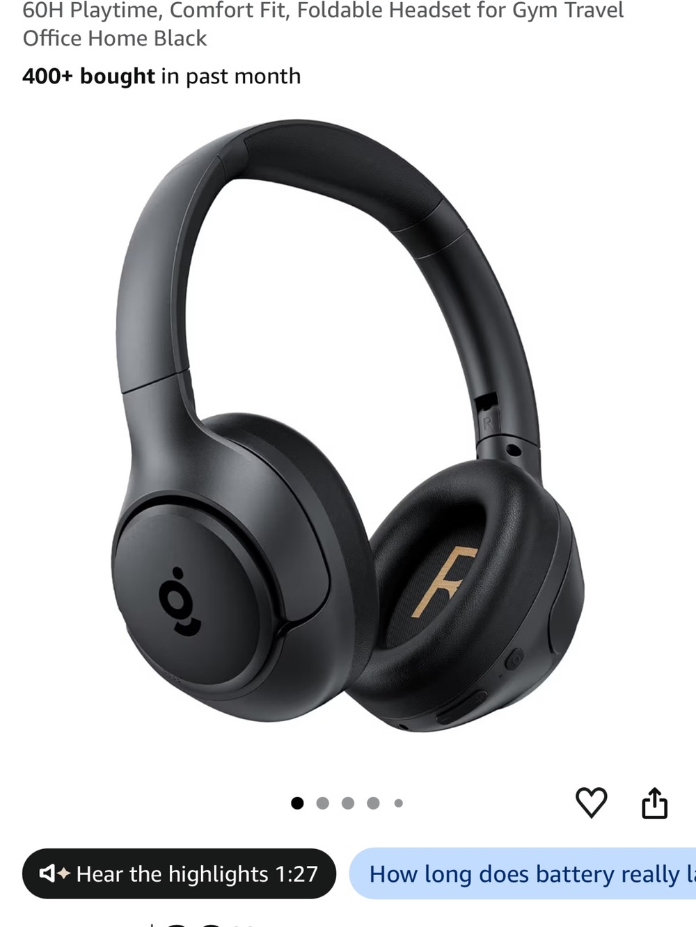 Over-Ear Wireless Headphones — Black Comfort Fit with Foldable Design